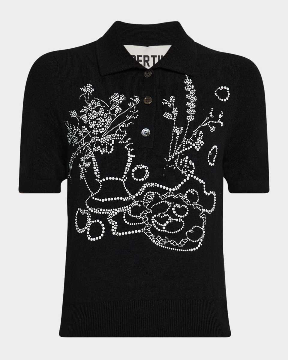 Still Life Embellished Cashmere Polo Sweater